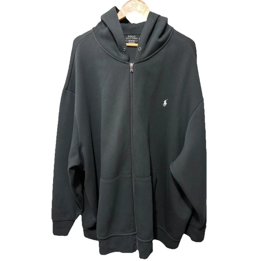 Polo Ralph Lauren Big & Tall Black Double Knit Full Zip Hoodie 5XB